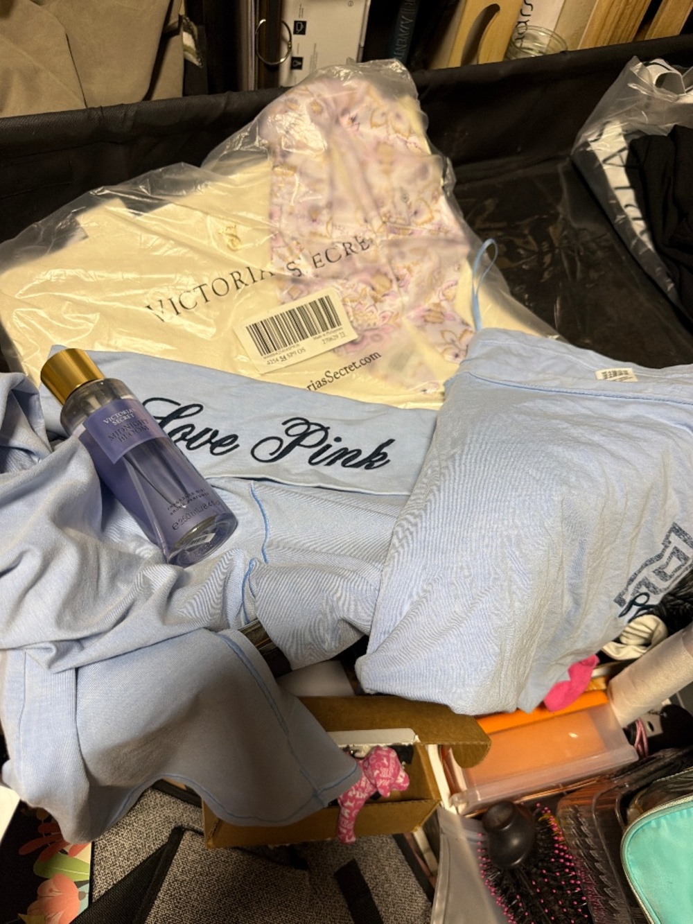 Victoria’s Secret & PINK 4-Piece Bundle: Blue Outfit Set, Mist & NIP Item